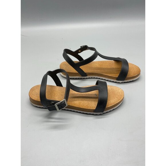 black sandals open toe ankle buckle bendable comfort medium 7/8 READ - Picture 2 of 7